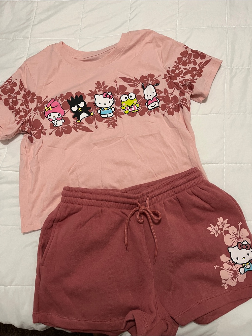 Sanrio Pink Floral Character Short Pajama Set